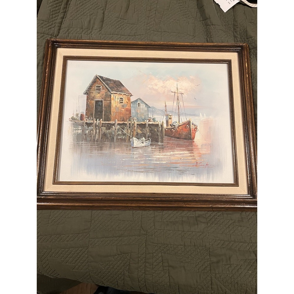 Allan Simpson Oil On Canvass Original Art Marine Seascape 16x12 Well Known Artis